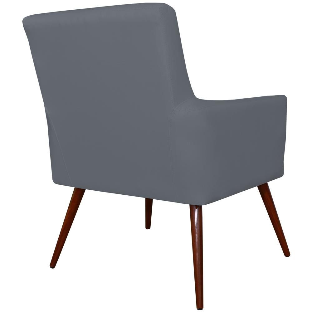 Poltrona Decorativa Para Sala de Estar e Recepção Maria W01 Pés Palito Corino Cinza - Lyam Decor