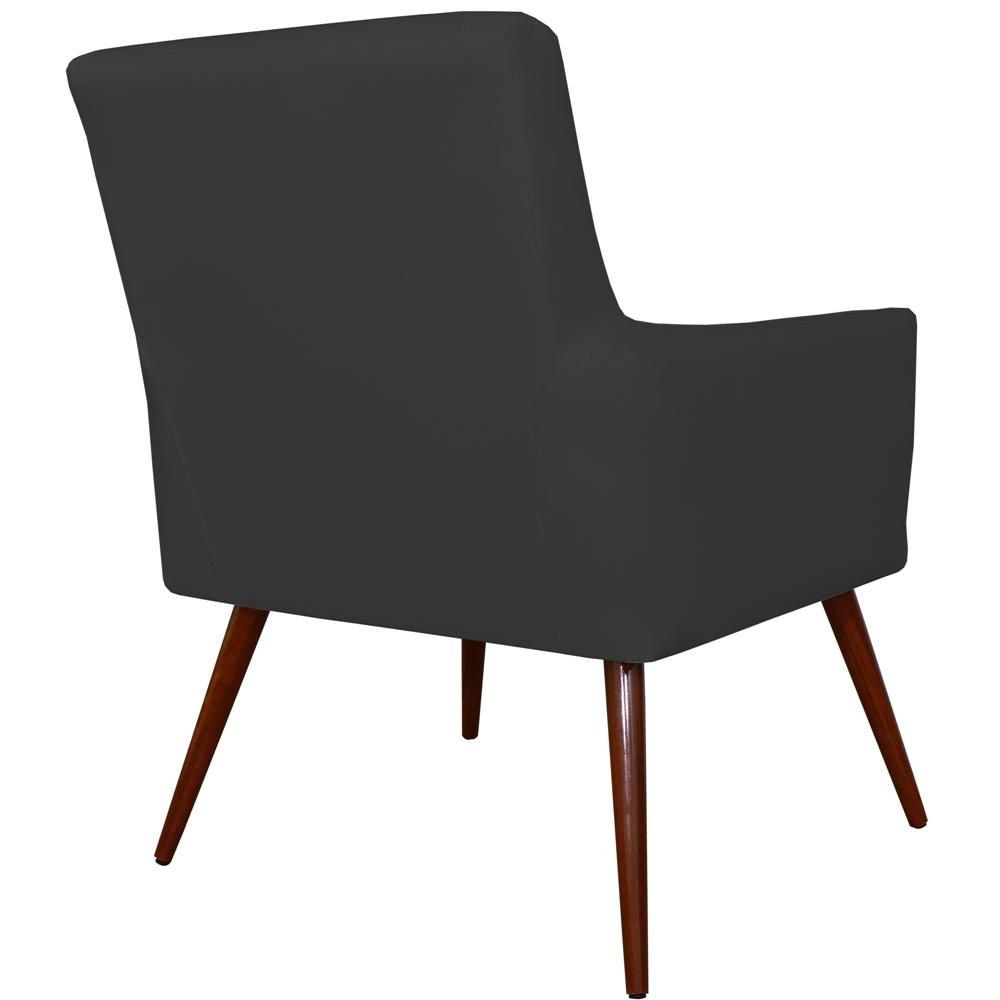 Poltrona Decorativa Para Sala de Estar e Recepção Maria W01 Pés Palito Corino Preto - Lyam Decor