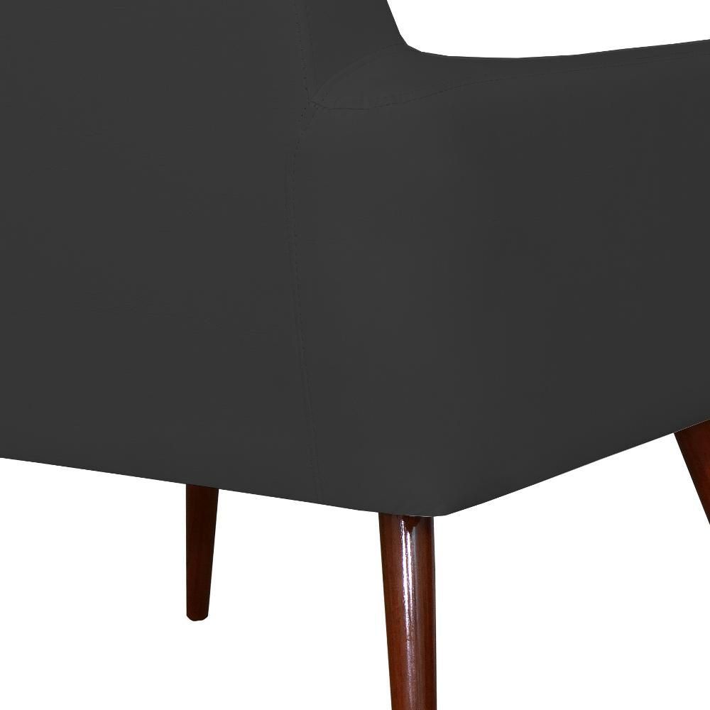 Poltrona Decorativa Para Sala de Estar e Recepção Maria W01 Pés Palito Corino Preto - Lyam Decor