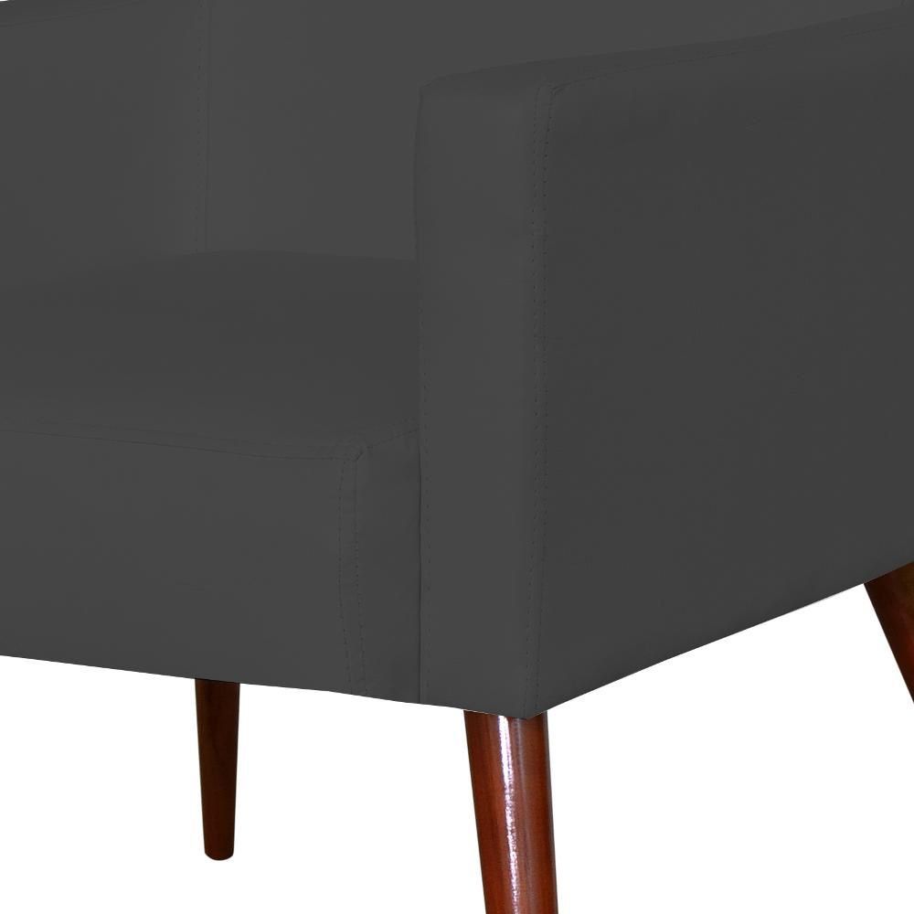 Poltrona Decorativa Para Sala de Estar e Recepção Maria W01 Pés Palito Corino Preto - Lyam Decor