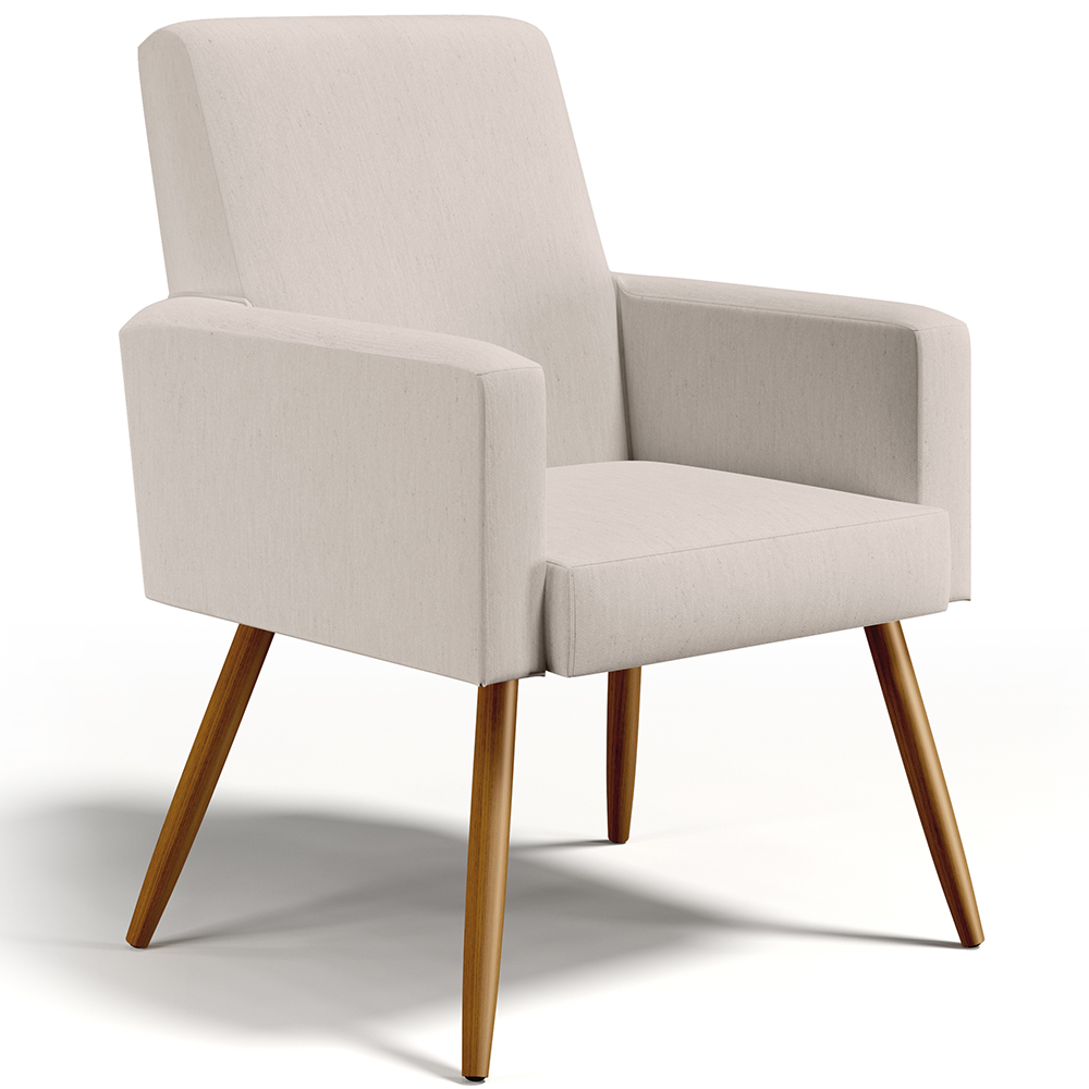 Poltrona Decorativa Para Sala de Estar e Recepção Maria W01 Pés Palito Linho Cru - Lyam Decor
