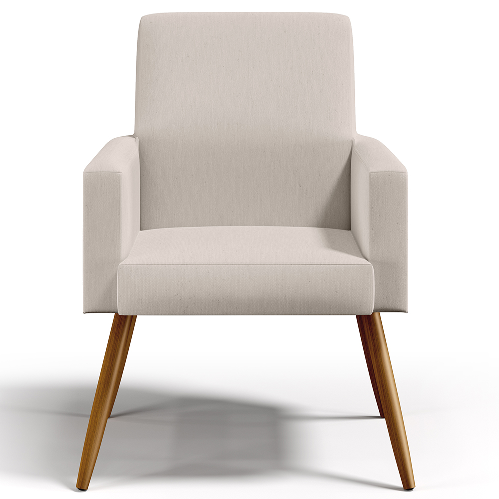 Poltrona Decorativa Para Sala de Estar e Recepção Maria W01 Pés Palito Linho Cru - Lyam Decor