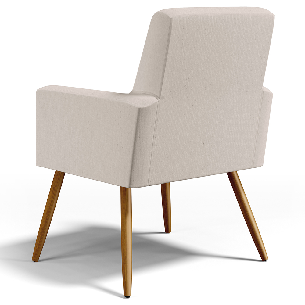 Poltrona Decorativa Para Sala de Estar e Recepção Maria W01 Pés Palito Linho Cru - Lyam Decor
