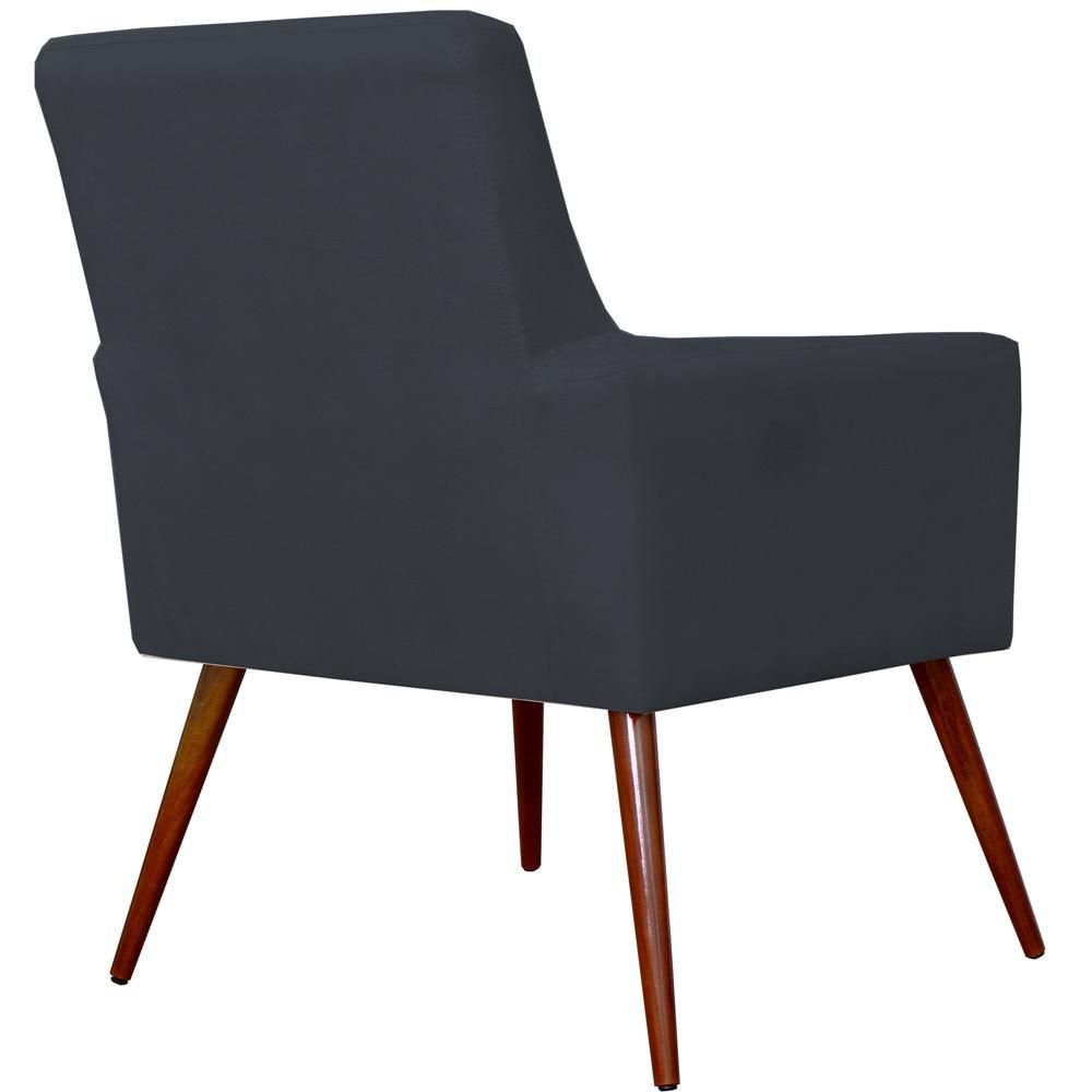 Poltrona Decorativa Para Sala de Estar e Recepção Maria W01 Pés Palito Suede Preto - Lyam Decor