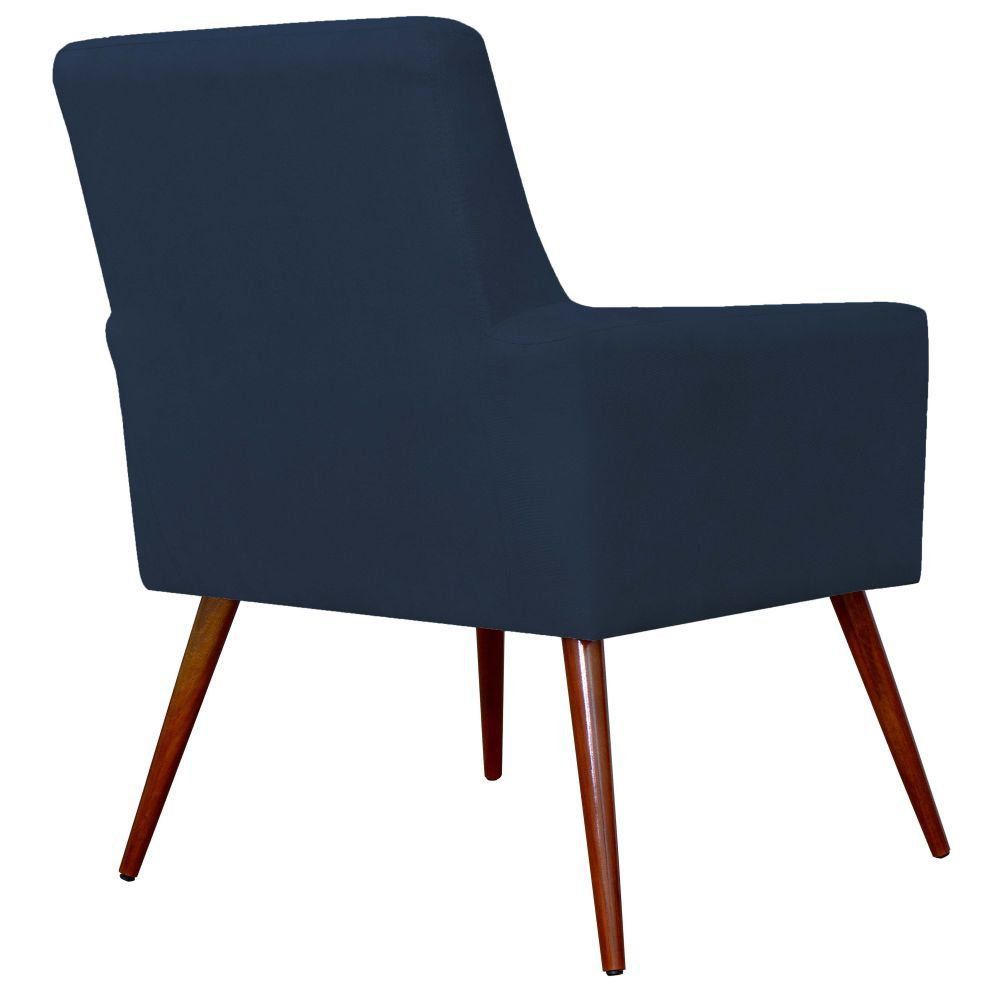 Poltrona Decorativa Para Sala de Estar e Recepção Maria W01 Suede Azul Marinho - Lyam Decor