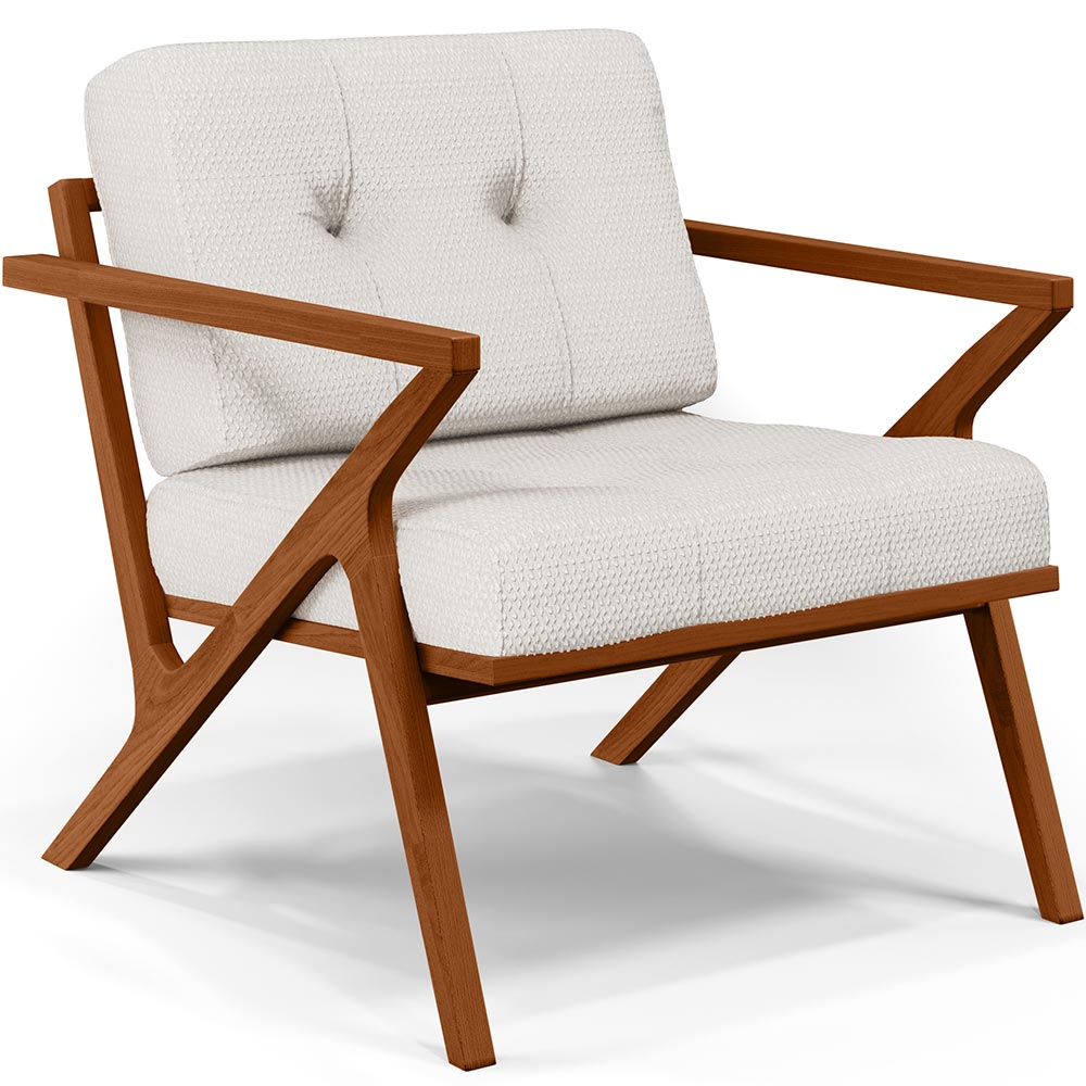 Poltrona Decorativa Sala De Estar Com Cintas De Corano Laís B04 Bouclê Cru - Lyam Decor