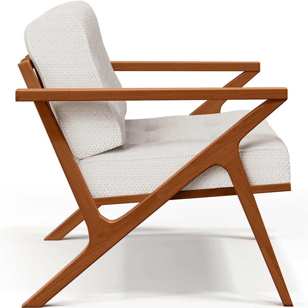 Poltrona Decorativa Sala De Estar Com Cintas De Corano Laís B04 Bouclê Cru - Lyam Decor