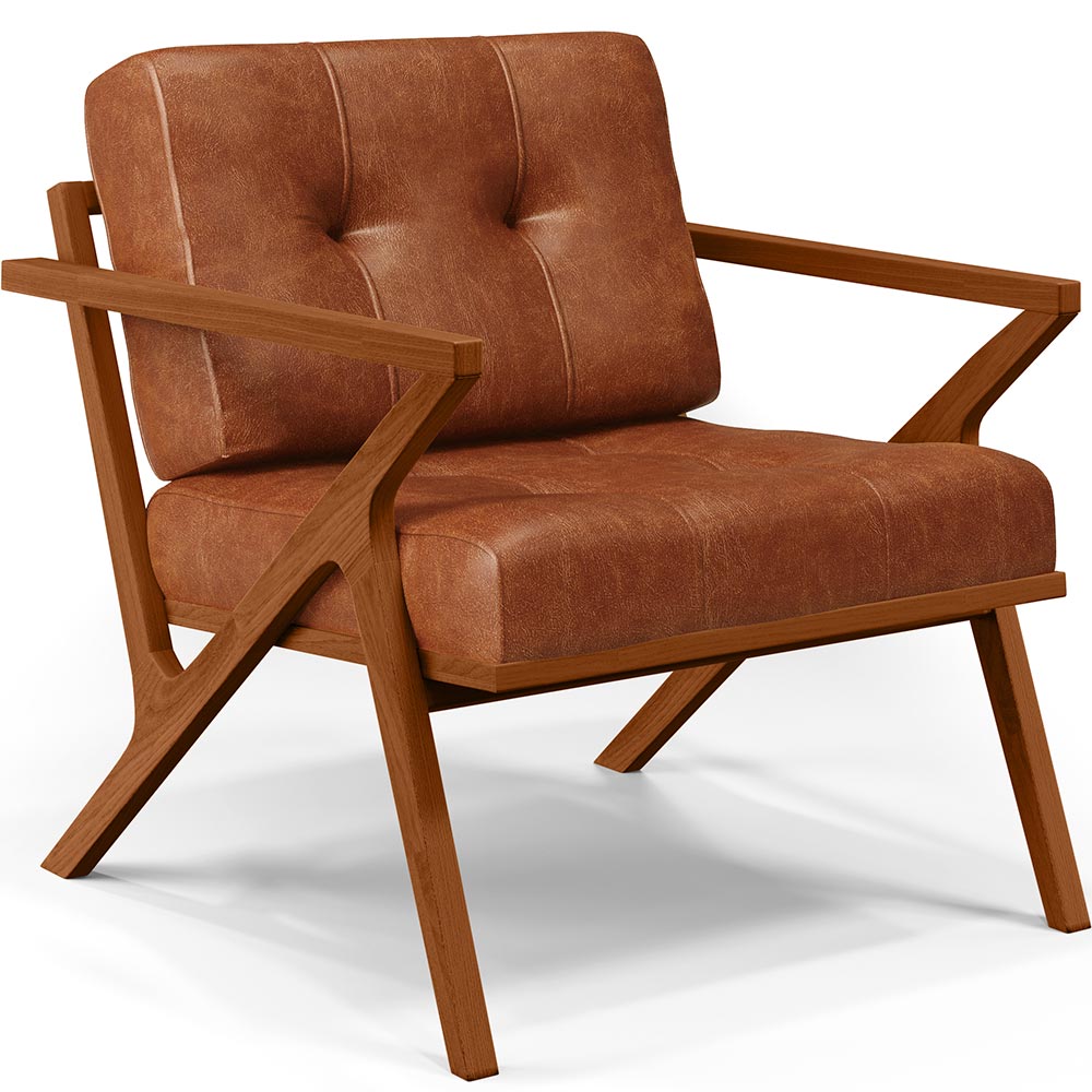 Poltrona Decorativa Sala De Estar Com Cintas De Corano Laís B04 Couríssimo Camel - Lyam Decor