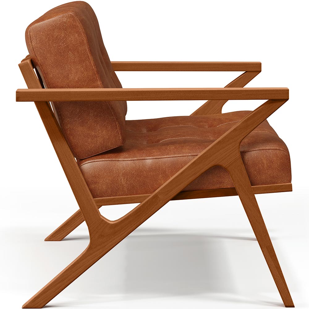 Poltrona Decorativa Sala De Estar Com Cintas De Corano Laís B04 Couríssimo Camel - Lyam Decor