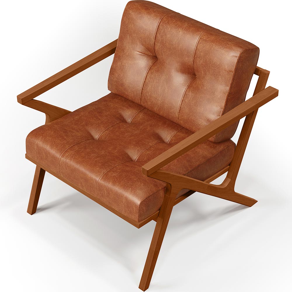Poltrona Decorativa Sala De Estar Com Cintas De Corano Laís B04 Couríssimo Camel - Lyam Decor
