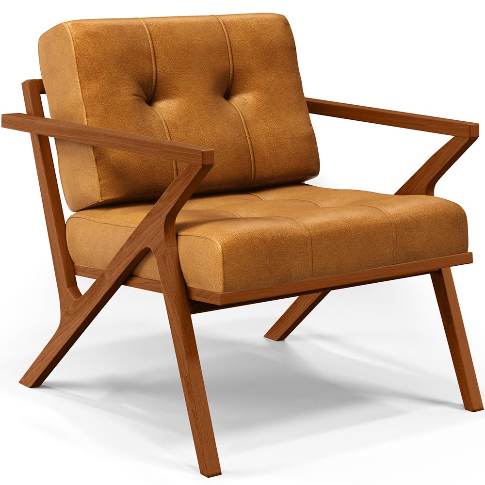 Poltrona Decorativa Sala De Estar Com Cintas De Corano Laís B04 Couríssimo Whisky - Lyam Decor