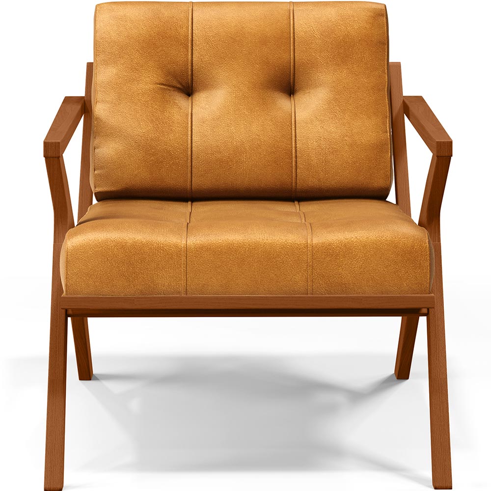 Poltrona Decorativa Sala De Estar Com Cintas De Corano Laís B04 Couríssimo Whisky - Lyam Decor