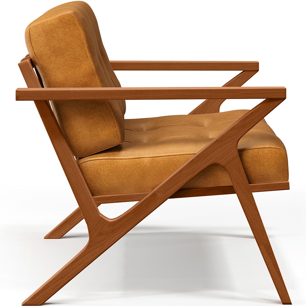 Poltrona Decorativa Sala De Estar Com Cintas De Corano Laís B04 Couríssimo Whisky - Lyam Decor