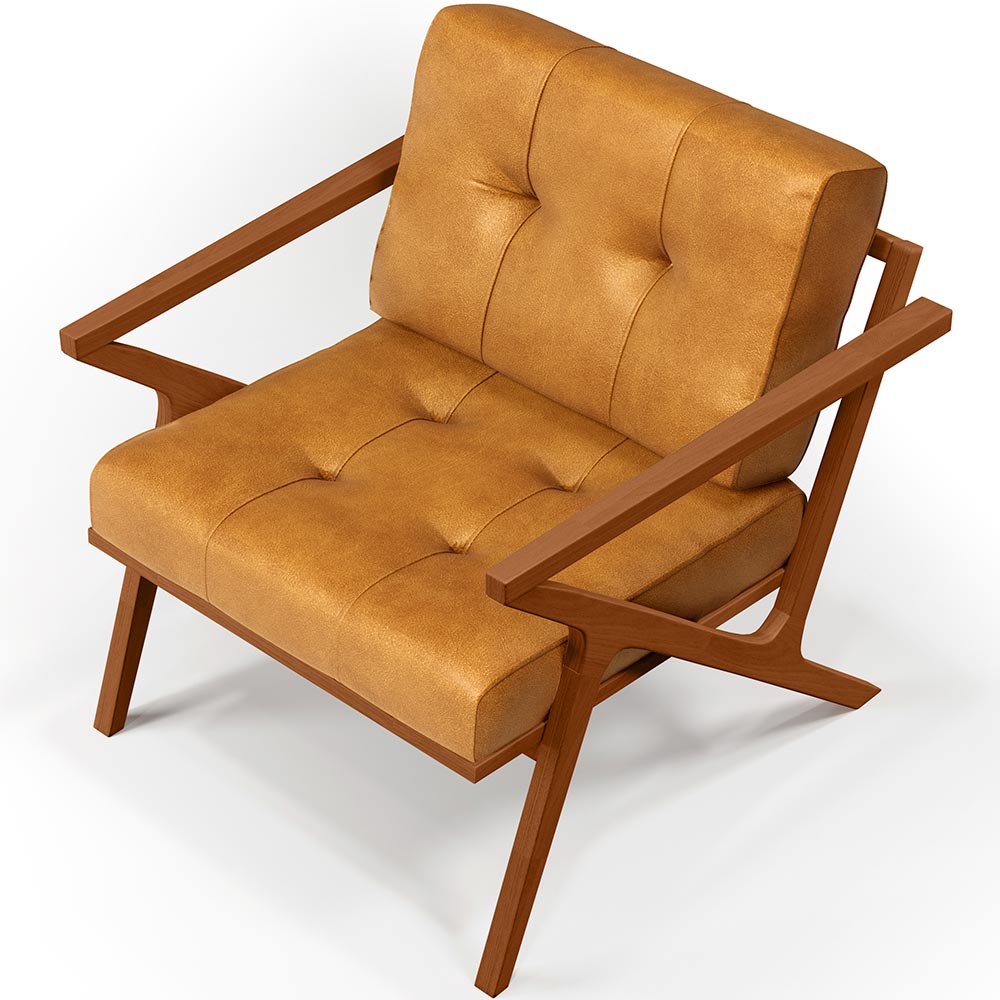 Poltrona Decorativa Sala De Estar Com Cintas De Corano Laís B04 Couríssimo Whisky - Lyam Decor