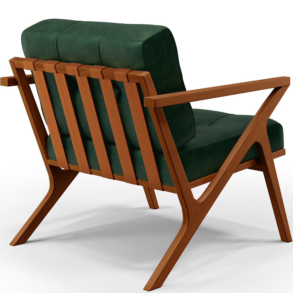 Poltrona Decorativa Sala De Estar Com Cintas De Corano Laís B04 Facto Verde Musgo - Lyam Decor