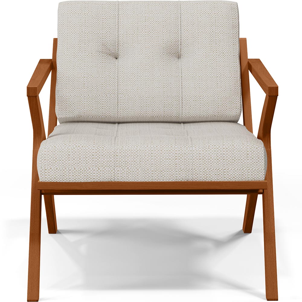Poltrona Decorativa Sala De Estar Com Cintas De Corano Laís B04 Linho Champagne - Lyam Decor