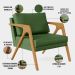 Poltrona Decorativa Sala De Estar Pietra Com Estrutura Madeira L02 Facto Verde Musgo - Lyam Decor