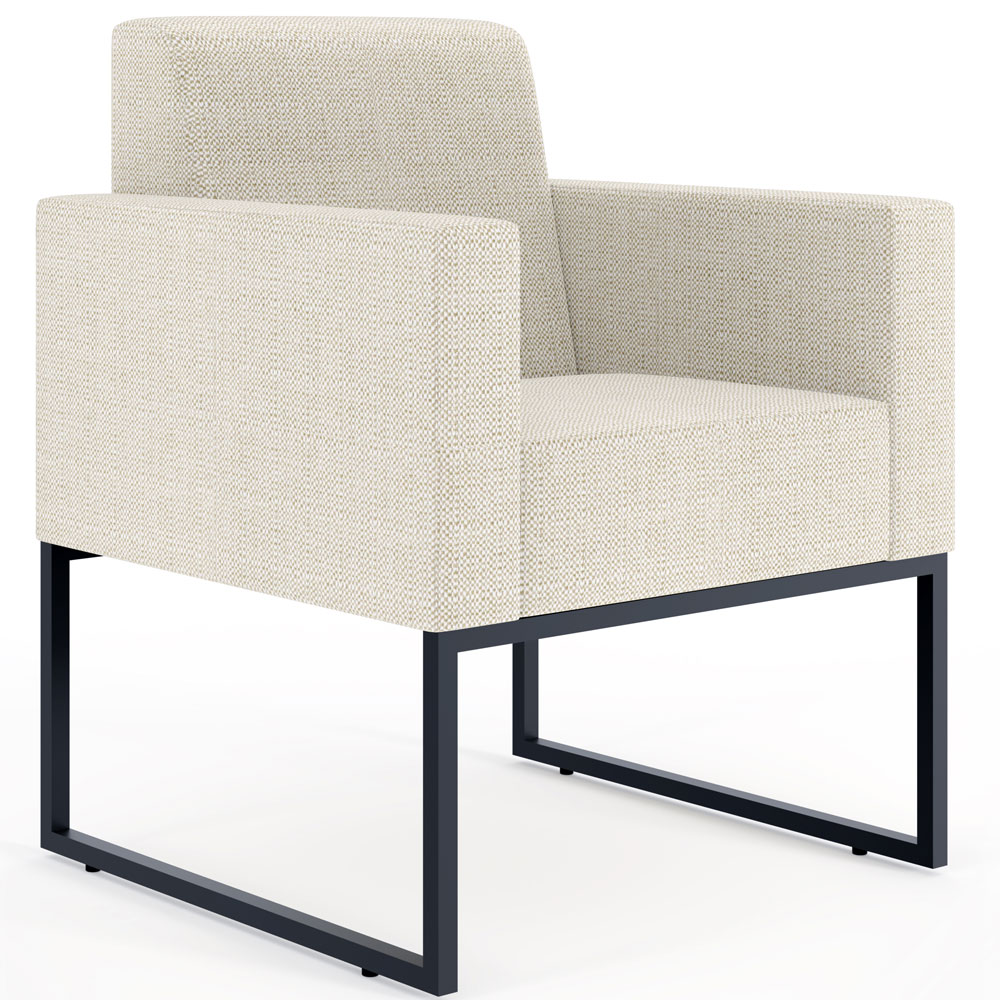 Poltrona Decorativa Sala Estar E Recepção Base Fixa De Metal Helô L02 Linho Champagne - Lyam Decor