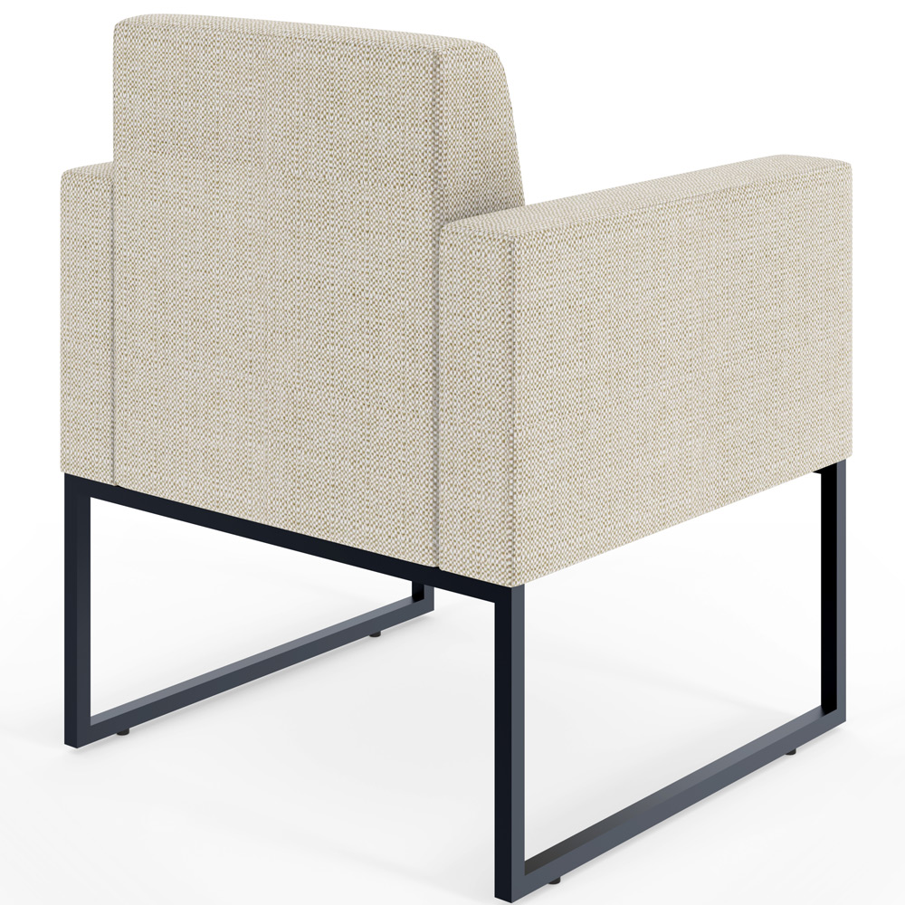 Poltrona Decorativa Sala Estar E Recepção Base Fixa De Metal Helô L02 Linho Champagne - Lyam Decor
