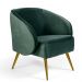 Poltrona Decorativa Sala Estar Fixa Pés Palito New Bronze Agnes D02 Veludo Verde C-303 - Lyam Decor