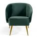 Poltrona Decorativa Sala Estar Fixa Pés Palito New Bronze Agnes D02 Veludo Verde C-303 - Lyam Decor