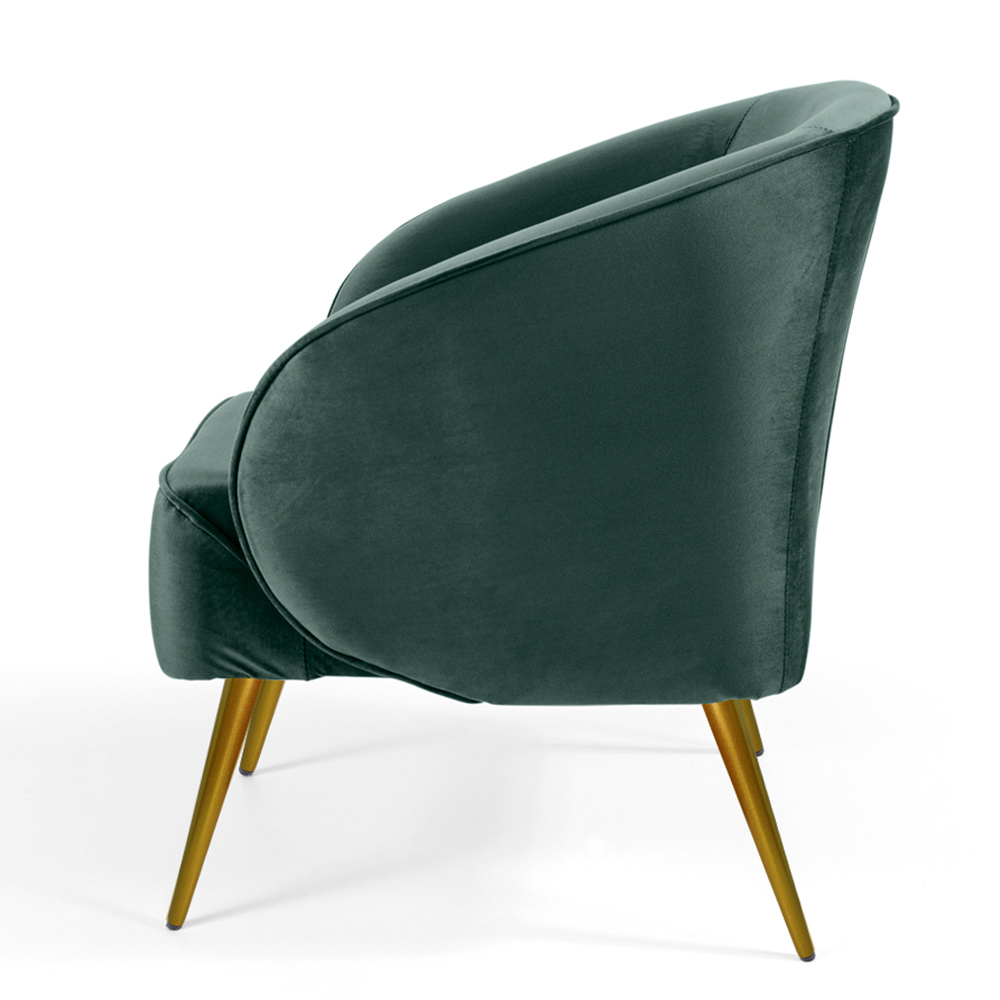 Poltrona Decorativa Sala Estar Fixa Pés Palito New Bronze Agnes D02 Veludo Verde C-303 - Lyam Decor