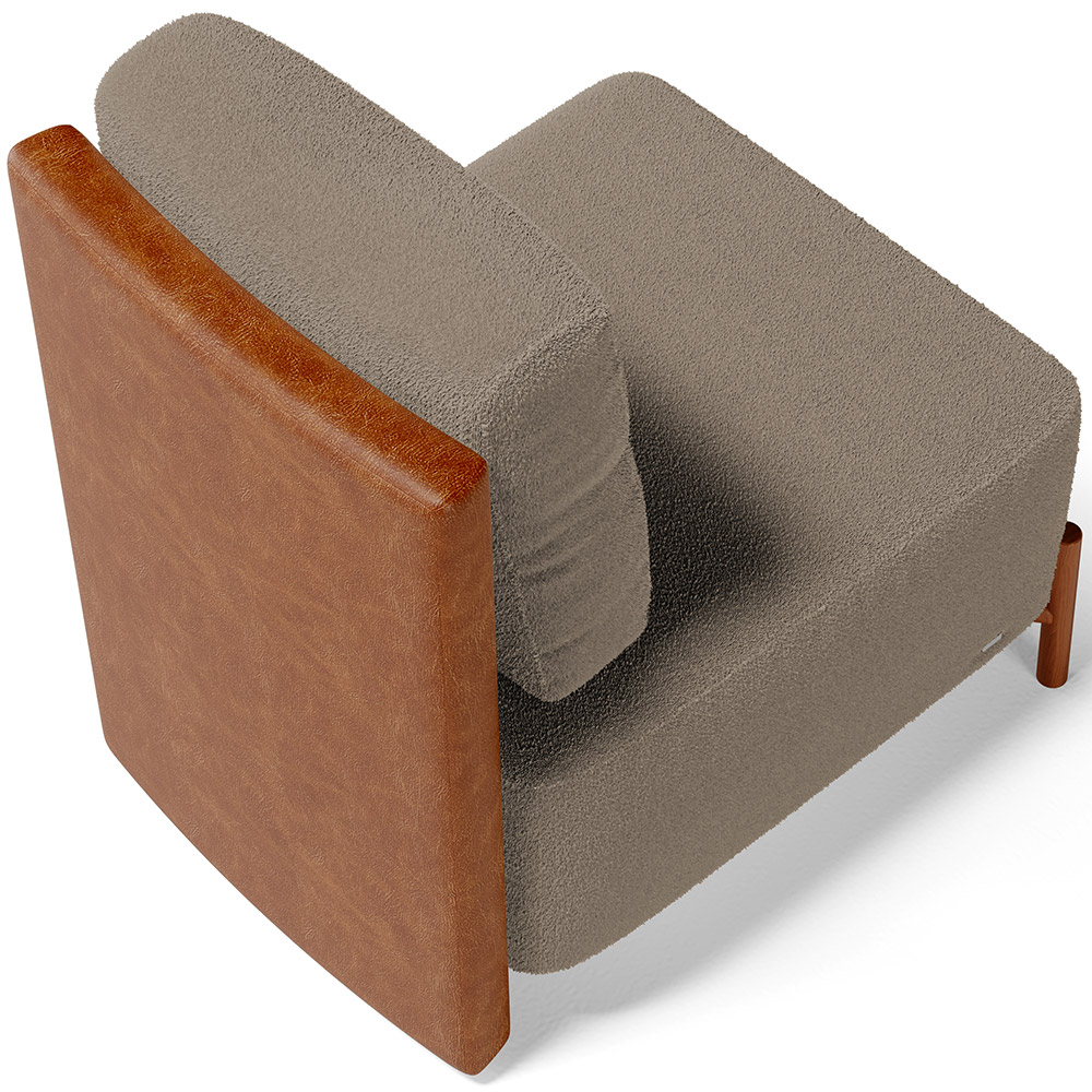 Poltrona Decorativa Sala Estar Living Pés Madeira Hungria L02 Couríssimo Camel Bouclê Bege - Lyam
