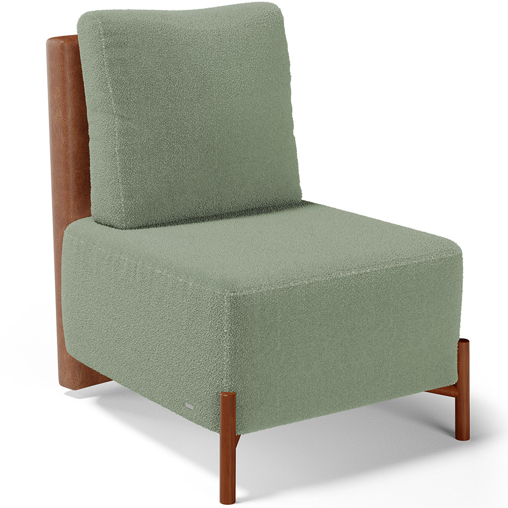 Poltrona Decorativa Sala Estar Living Pés Madeira Hungria L02 Couríssimo Camel Bouclê Oliva - Lyam
