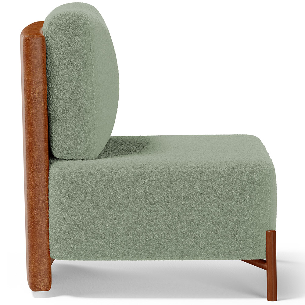 Poltrona Decorativa Sala Estar Living Pés Madeira Hungria L02 Couríssimo Camel Bouclê Oliva - Lyam