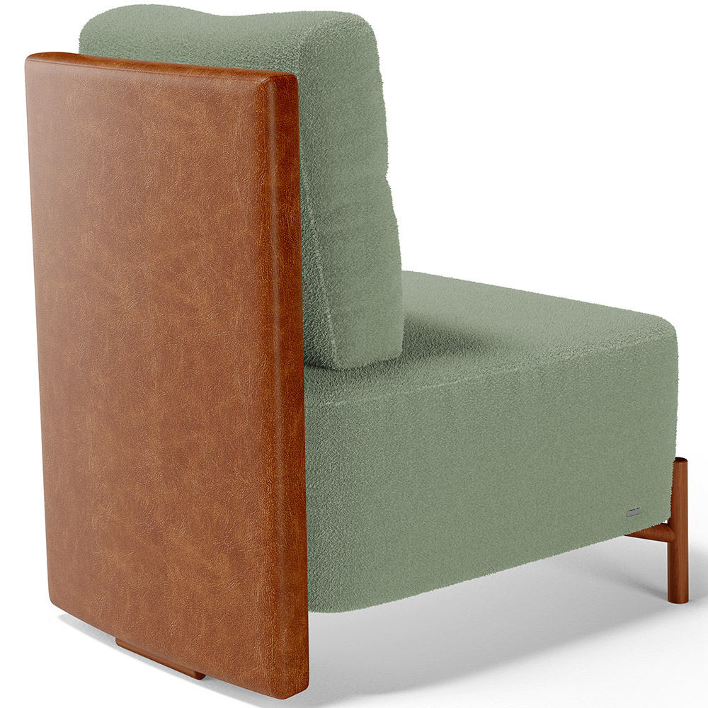 Poltrona Decorativa Sala Estar Living Pés Madeira Hungria L02 Couríssimo Camel Bouclê Oliva - Lyam