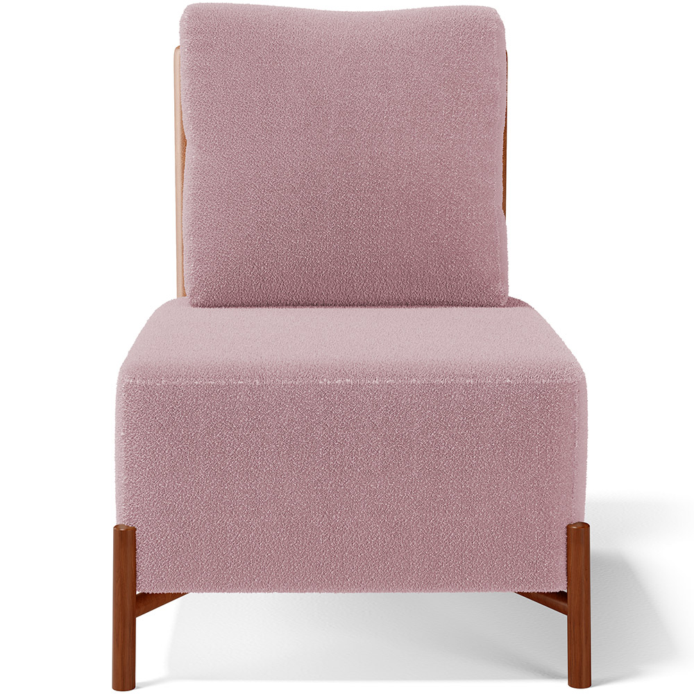 Poltrona Decorativa Sala Estar Living Pés Madeira Hungria L02 Couríssimo Camel Bouclê Rosê - Lyam