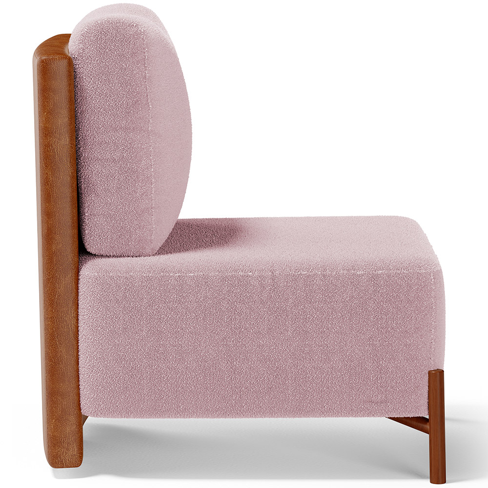 Poltrona Decorativa Sala Estar Living Pés Madeira Hungria L02 Couríssimo Camel Bouclê Rosê - Lyam