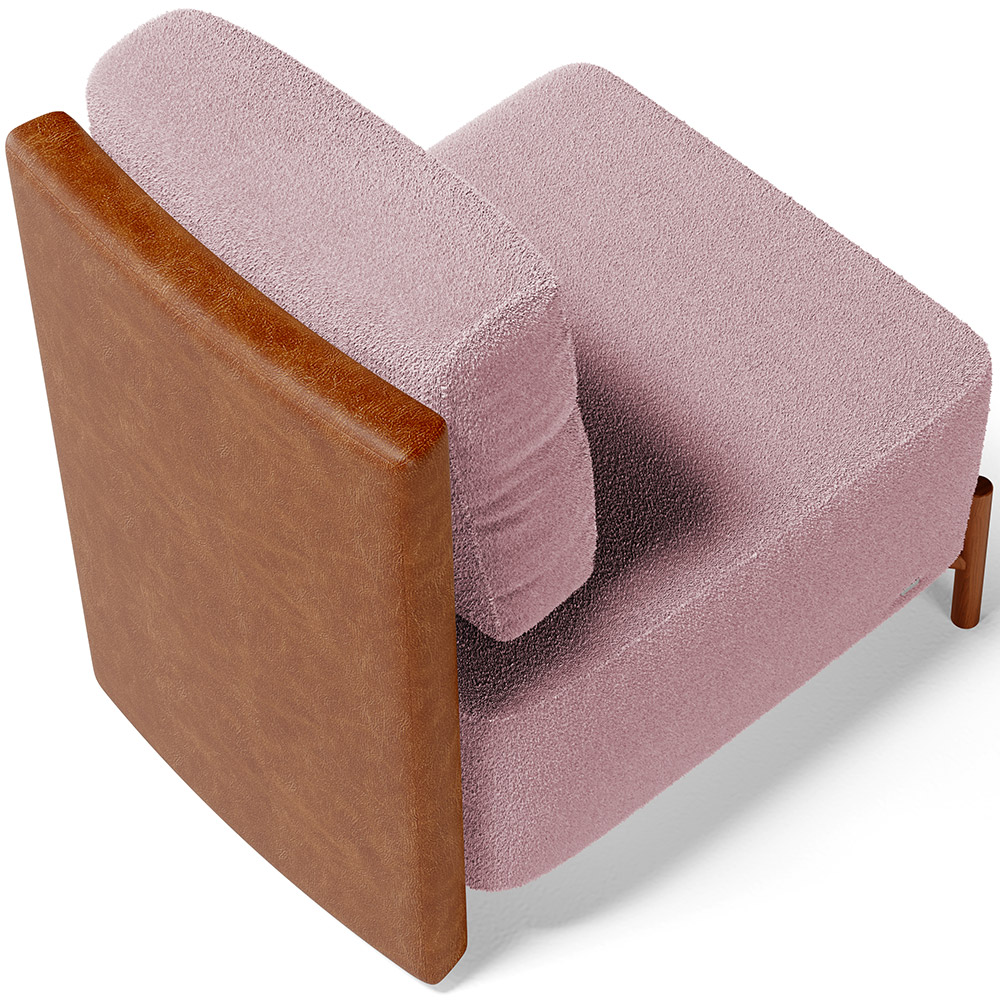 Poltrona Decorativa Sala Estar Living Pés Madeira Hungria L02 Couríssimo Camel Bouclê Rosê - Lyam