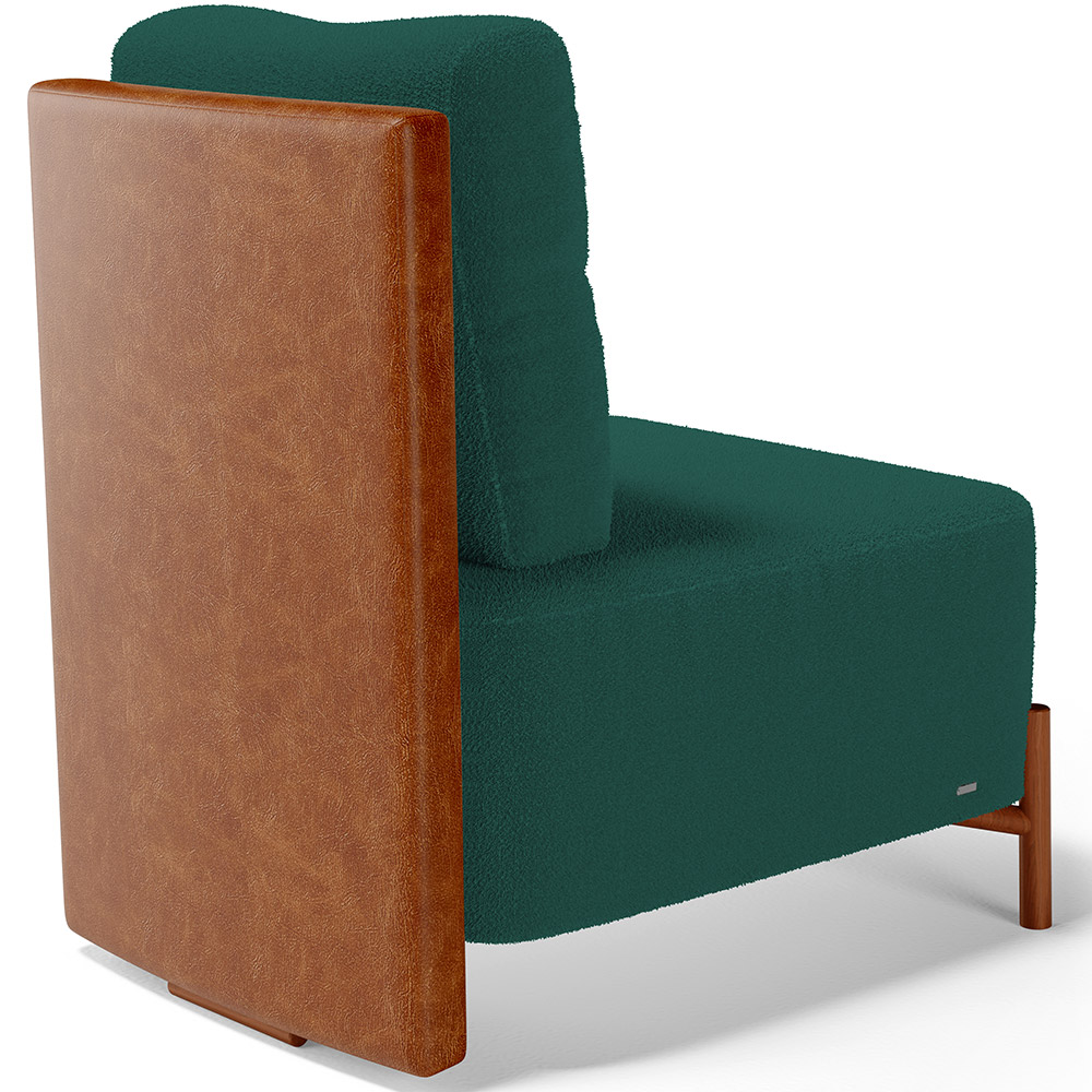 Poltrona Decorativa Sala Estar Living Pés Madeira Hungria L02 Couríssimo Camel Bouclê Verde - Lyam