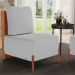 Poltrona Decorativa Sala Estar Living Pés Madeira Hungria L02 Couríssimo Camel Linho Cinza - Lyam