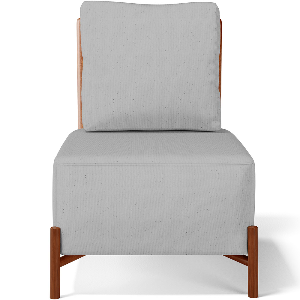 Poltrona Decorativa Sala Estar Living Pés Madeira Hungria L02 Couríssimo Camel Linho Cinza - Lyam