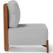 Poltrona Decorativa Sala Estar Living Pés Madeira Hungria L02 Couríssimo Camel Linho Cinza - Lyam