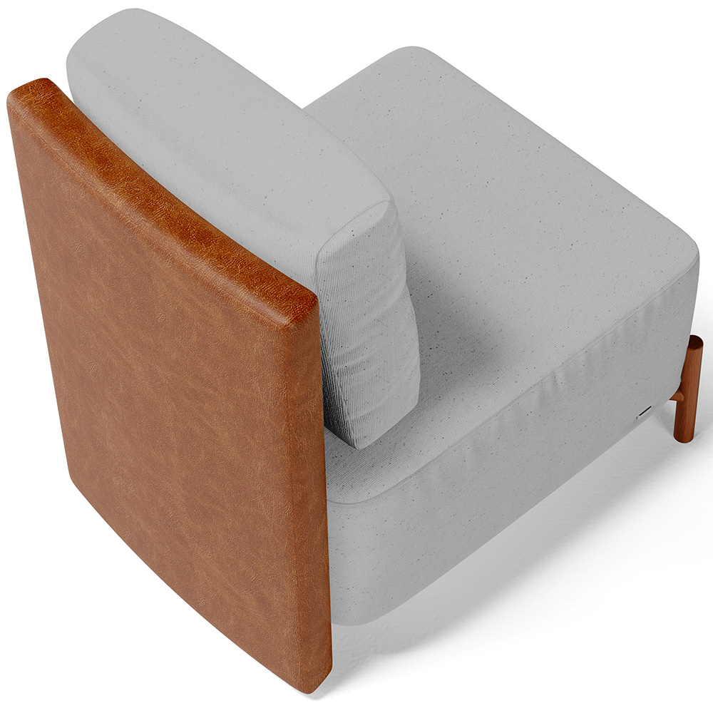 Poltrona Decorativa Sala Estar Living Pés Madeira Hungria L02 Couríssimo Camel Linho Cinza - Lyam