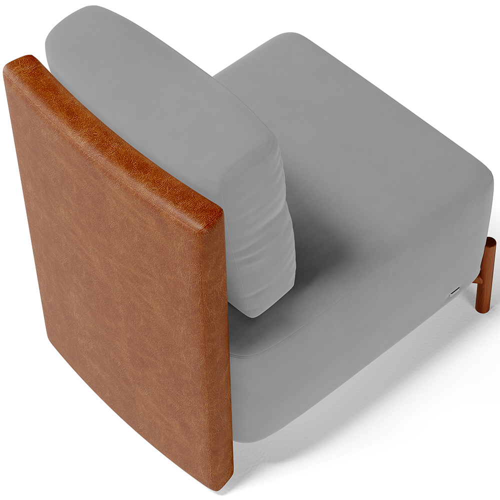 Poltrona Decorativa Sala Estar Living Pés Madeira Hungria L02 Couríssimo Camel Suede Cinza - Lyam