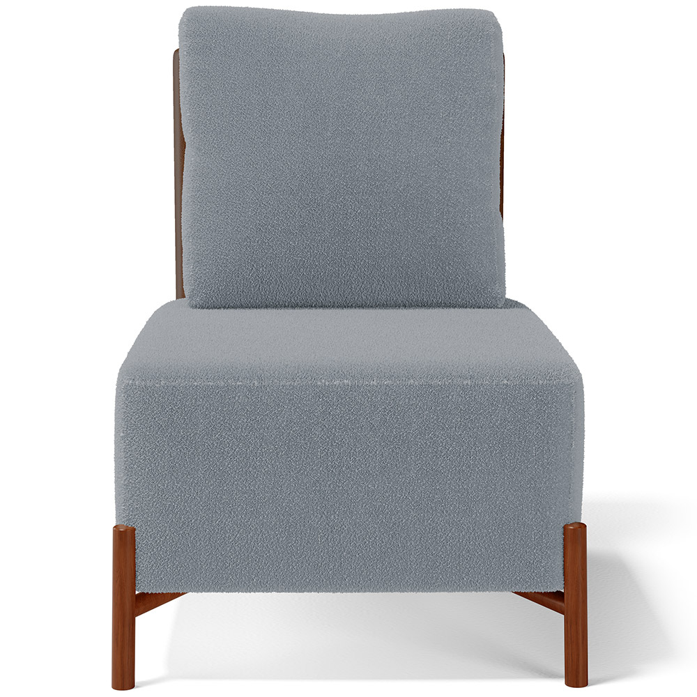 Poltrona Decorativa Sala Estar Living Pés Madeira Hungria L02 Couríssimo Marrom Bouclê Cinza - Lyam