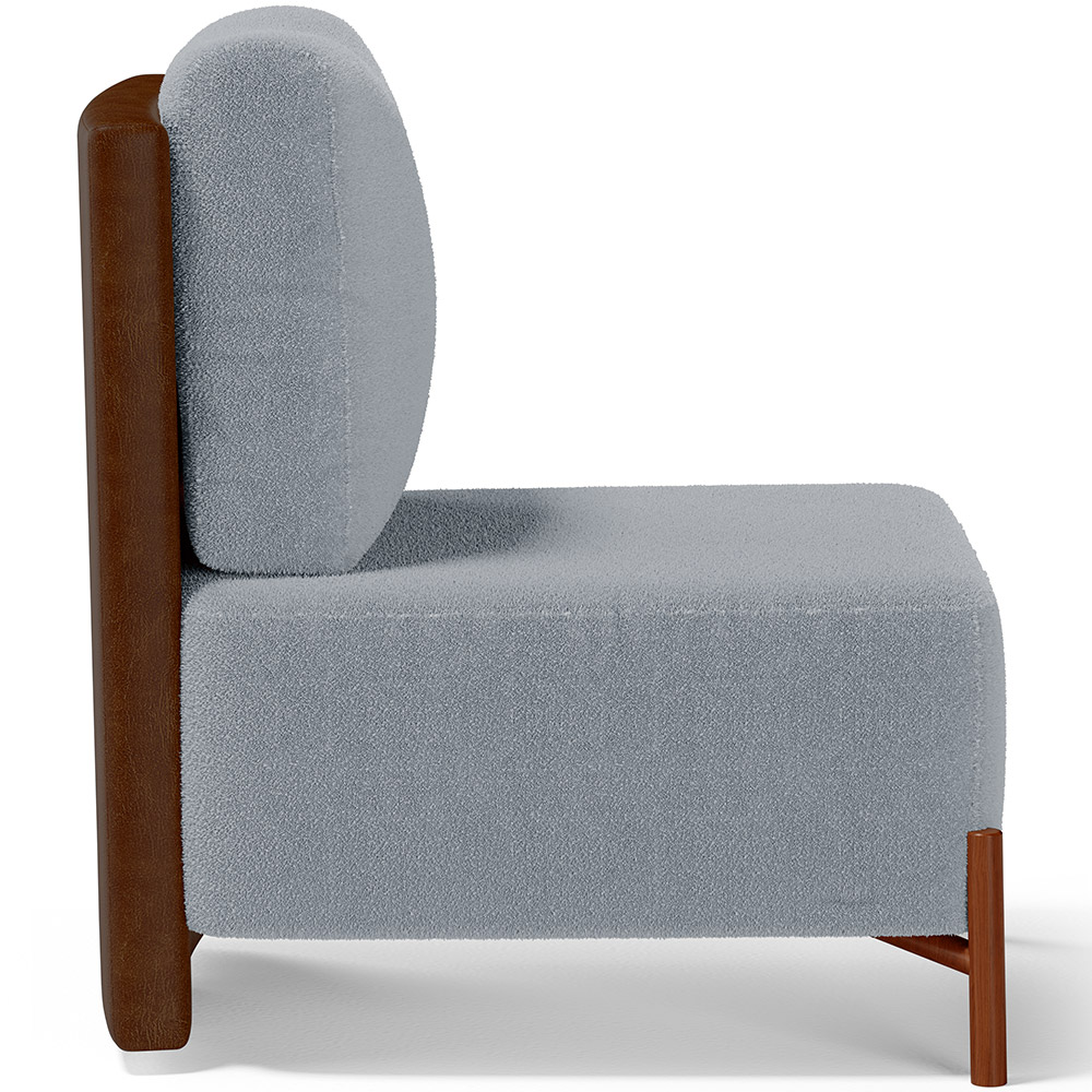 Poltrona Decorativa Sala Estar Living Pés Madeira Hungria L02 Couríssimo Marrom Bouclê Cinza - Lyam