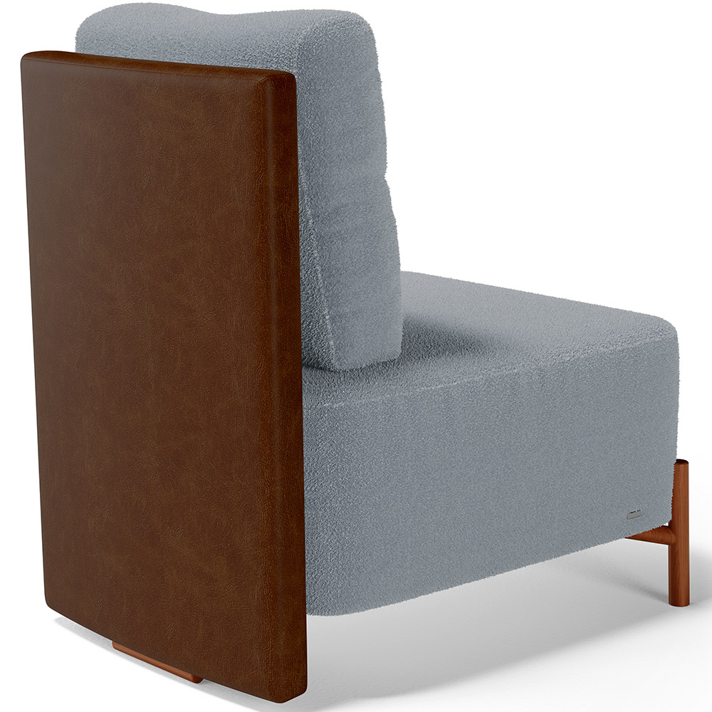 Poltrona Decorativa Sala Estar Living Pés Madeira Hungria L02 Couríssimo Marrom Bouclê Cinza - Lyam