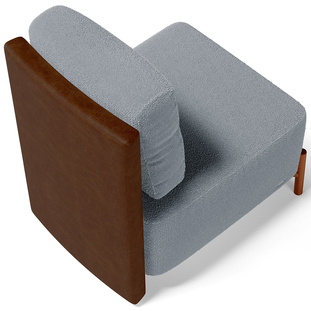 Poltrona Decorativa Sala Estar Living Pés Madeira Hungria L02 Couríssimo Marrom Bouclê Cinza - Lyam