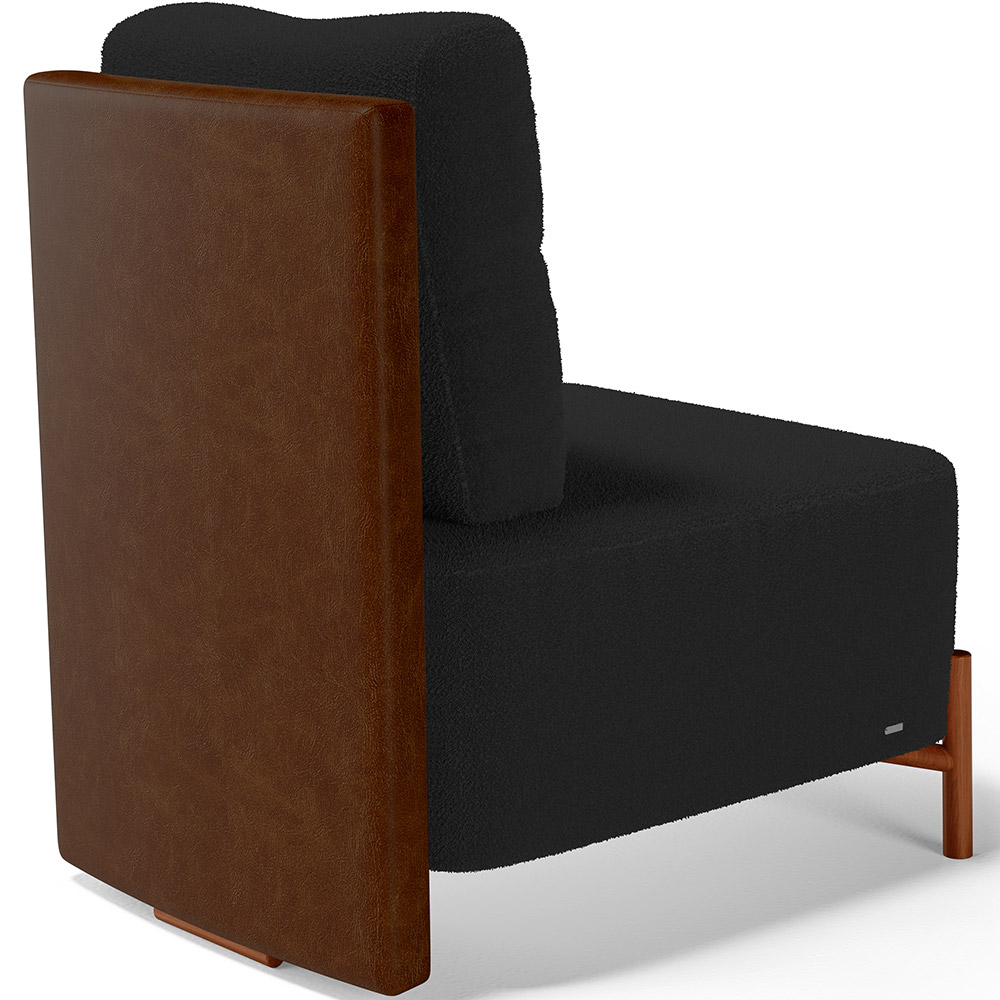 Poltrona Decorativa Sala Estar Living Pés Madeira Hungria L02 Couríssimo Marrom Bouclê Preto - Lyam