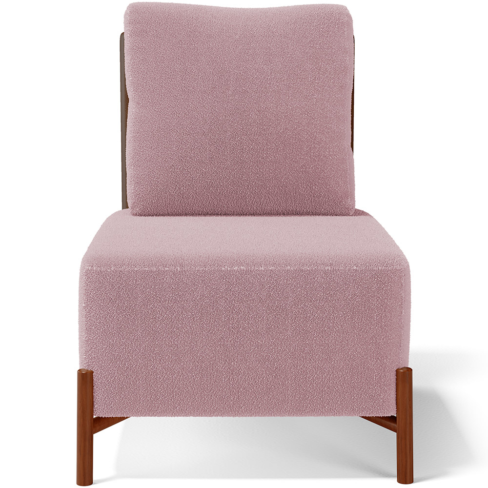 Poltrona Decorativa Sala Estar Living Pés Madeira Hungria L02 Couríssimo Marrom Bouclê Rosê - Lyam