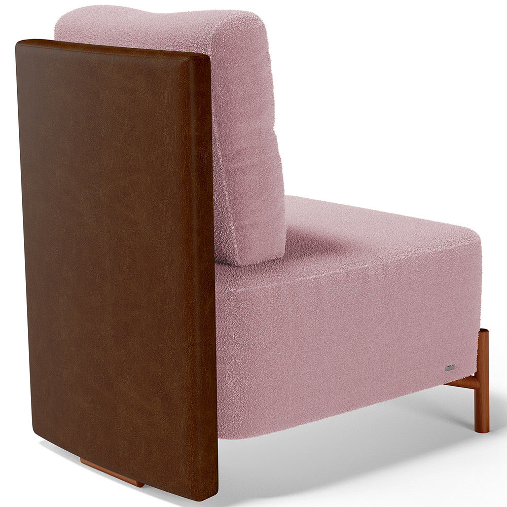 Poltrona Decorativa Sala Estar Living Pés Madeira Hungria L02 Couríssimo Marrom Bouclê Rosê - Lyam