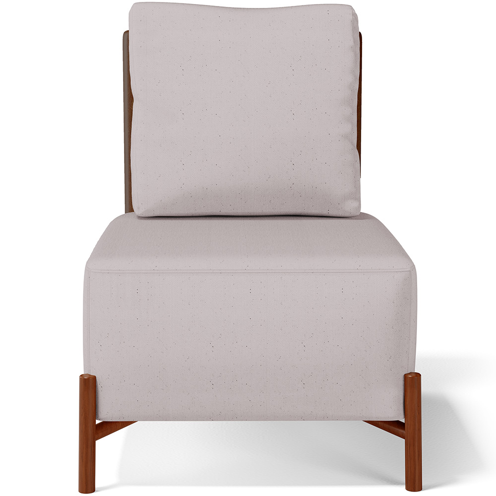 Poltrona Decorativa Sala Estar Living Pés Madeira Hungria L02 Couríssimo Marrom Linho Bege - Lyam