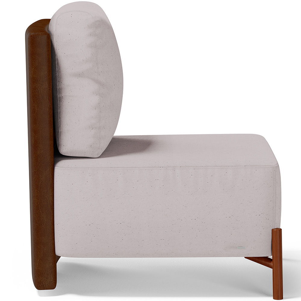 Poltrona Decorativa Sala Estar Living Pés Madeira Hungria L02 Couríssimo Marrom Linho Bege - Lyam