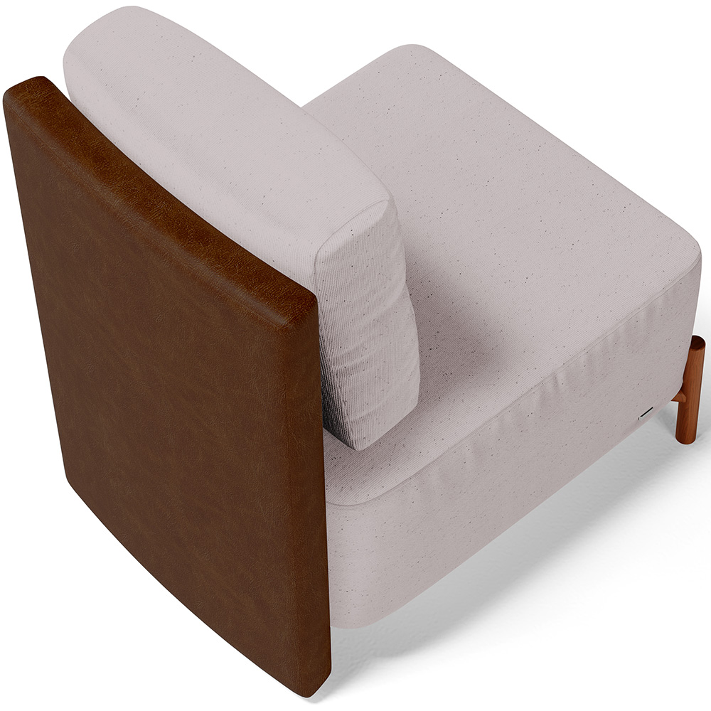 Poltrona Decorativa Sala Estar Living Pés Madeira Hungria L02 Couríssimo Marrom Linho Bege - Lyam