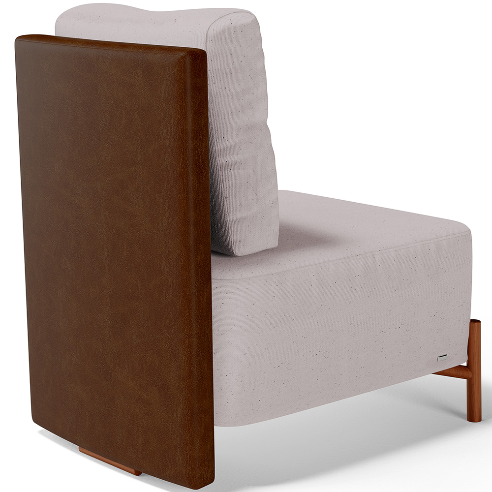 Poltrona Decorativa Sala Estar Living Pés Madeira Hungria L02 Couríssimo Marrom Linho Bege - Lyam